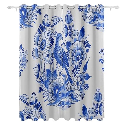 2 Panels China Porcelain Texture Window Fabric Curtain Drapes