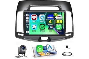 Fuluku 4+128GB Android 15 Car Stereo for Hyundai Elantra 2007-2010 Wireless Carplay Android Auto, 9 Inch Incell Touch Screen 