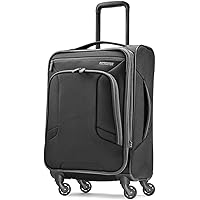 American Tourister 4 Kix Expandable Softside Luggage with Spinner Wheels, Black/Grey, Carry-On 21-Inch