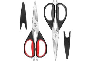 LIVINGO Kitchen Scissors, 2 Pack 9.25" Utility All Purpose Poultry Shears Heavy Duty Dishwasher Safe, Come Apart Sharp Stainl