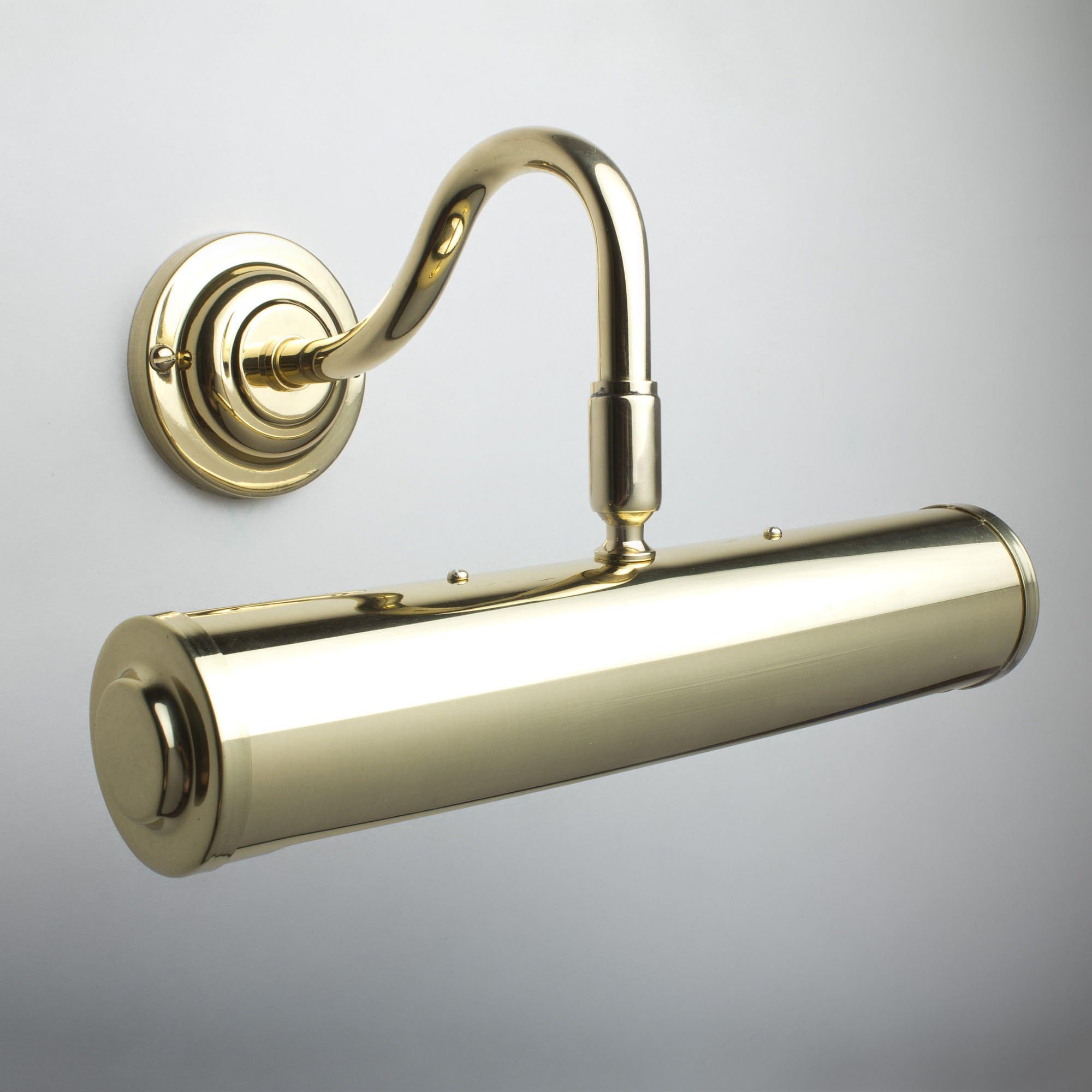 Traditional Swan Neck Adjustable Picture Lights Various Sizes and Finishes - Led Compatible (Polished Brass, 235mm)