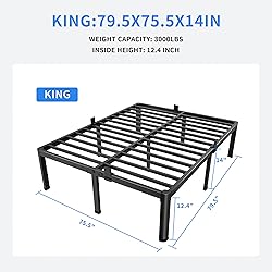 MAF 14 Inch King Metal Platform Bed Frame with