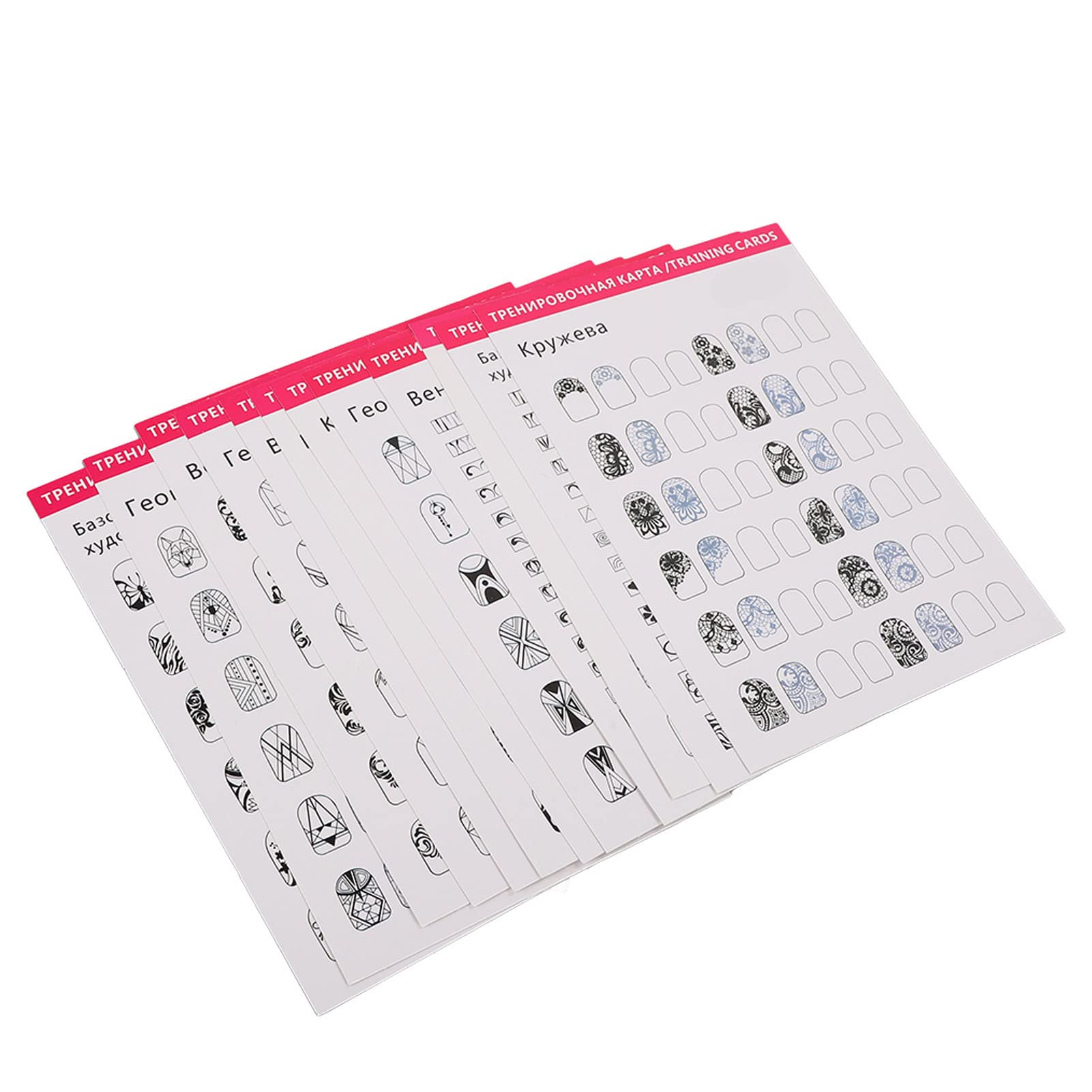 Professional Nail Training Mat with 12 Multi Nail Shapes - Stereograph Washable Reusable Nail Art Practice Sheet for Nail Artist, Perfect for Durable Design & Easy Cleaning