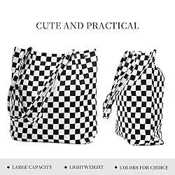 TOPASION Cute Checkered Corduroy Tote Bag Canvas