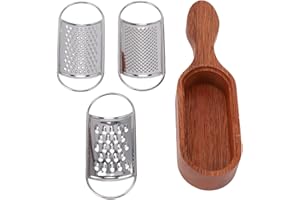 Oreilet Wood Handle Cheese Grater with Container, Manual Shredder Zester Grater Box, Kitchen Handheld Parmesan Cheese Spoon G