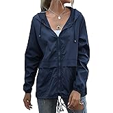 Muzeca Women's Waterproof Raincoat Lightweight Rain Jacket Hooded Windbreaker with Pockets for Outdoor