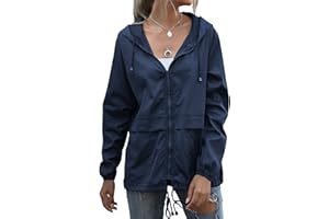 Muzeca Women's Waterproof Raincoat Lightweight Rain Jacket Hooded Windbreaker with Pockets for Outdoor