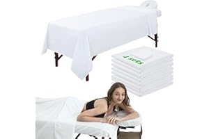 OMUTAVM 3 Piece Massage Table Sheets Set 4 Sets Microfiber Massage Bed Cover Soft Waterproof and Oil Proof Reusable for SPA Beauty Tattoos Includes Table Cover,Fitted Sheet and Face Rest Cover (White)