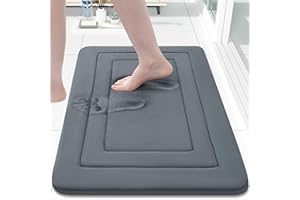 Arotive Memory Foam Bathroom Rug Mat 24x16, Ultra Soft and Absorbent Bath Mat, Machine Wash Dry, Comfortable Bath Rug Carpet for Bathroom Floor, Tub and Shower, Dark Grey