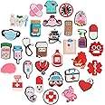mortd 32PCS Medical Shoe Decor Charms, Doctors Nurses Themed Charms for Shoe Wristband Decor, PVC Shoe Charm Accessories for Party Favors Birthday Graduation Gifts