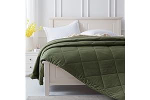 SunStyle Home Quilt King Green Lightweight Comforter Reversible Bedspread for All Season Soft Cozy Quilted Blanket Down Alternative Bedding (108''x90'' Olive Green)