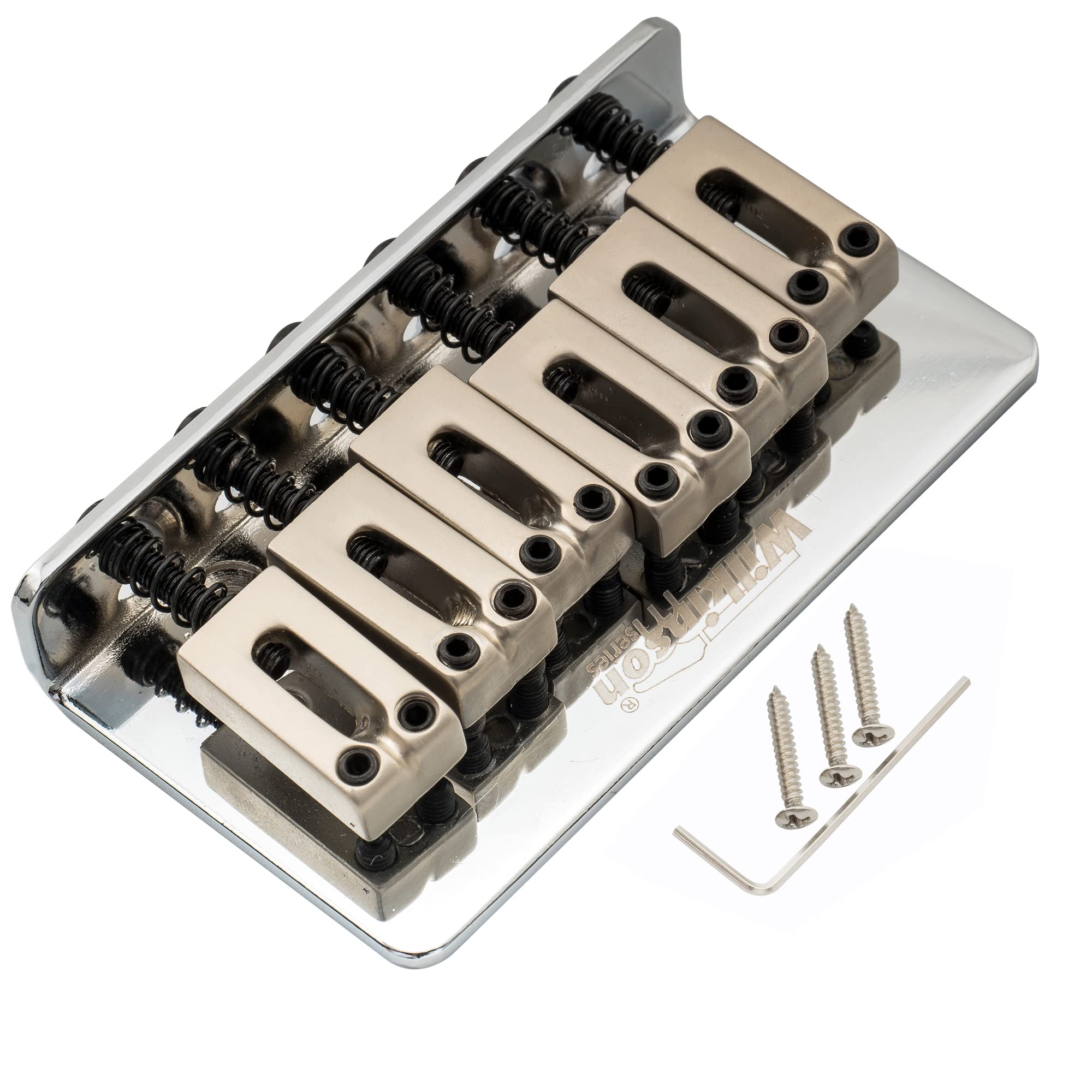 Wilkinson WOF01 52.5mm(2-1/16 inch) Hardtail Fixed Bridge for Squier/Mexico Fender Strat Electric Guitar, Chrome