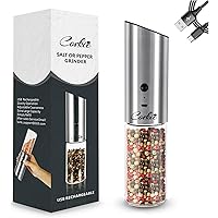 Rechargeable Electric Salt or Pepper Grinder Refillable,Corkie Pepper Mill with Adjustable Coarseness,Gravity Automatic…