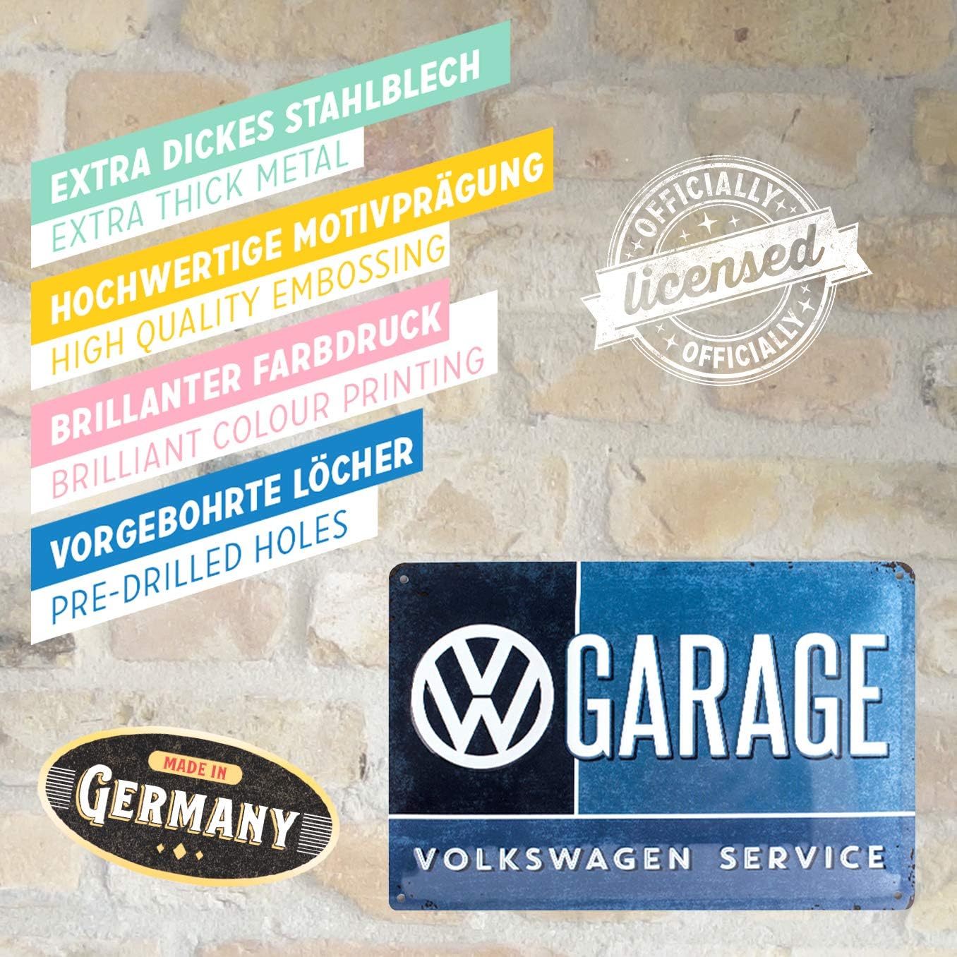Nostalgic-Art Retro Tin Sign - Volkswagen - VW Garage - Car gift idea, Metal Plaque, Vintage design for wall decoration 20 x 30 cm - Image 5