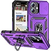 Hitaoyou Compatible with iPhone 16 Case 6.1", iPhone 16 Magnetic Case with Camera Cover & Kickstand Military Grade Shockproof Cover Dark Purple