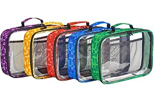 REMOBIA HICOL 5 PCS Toys Storage Bags for kids,Travel Organizer Pouch Case for Toy Bricks, Puzzles, Building Blocks,Waterproof Colorful Print Design with Handle (Transparent)