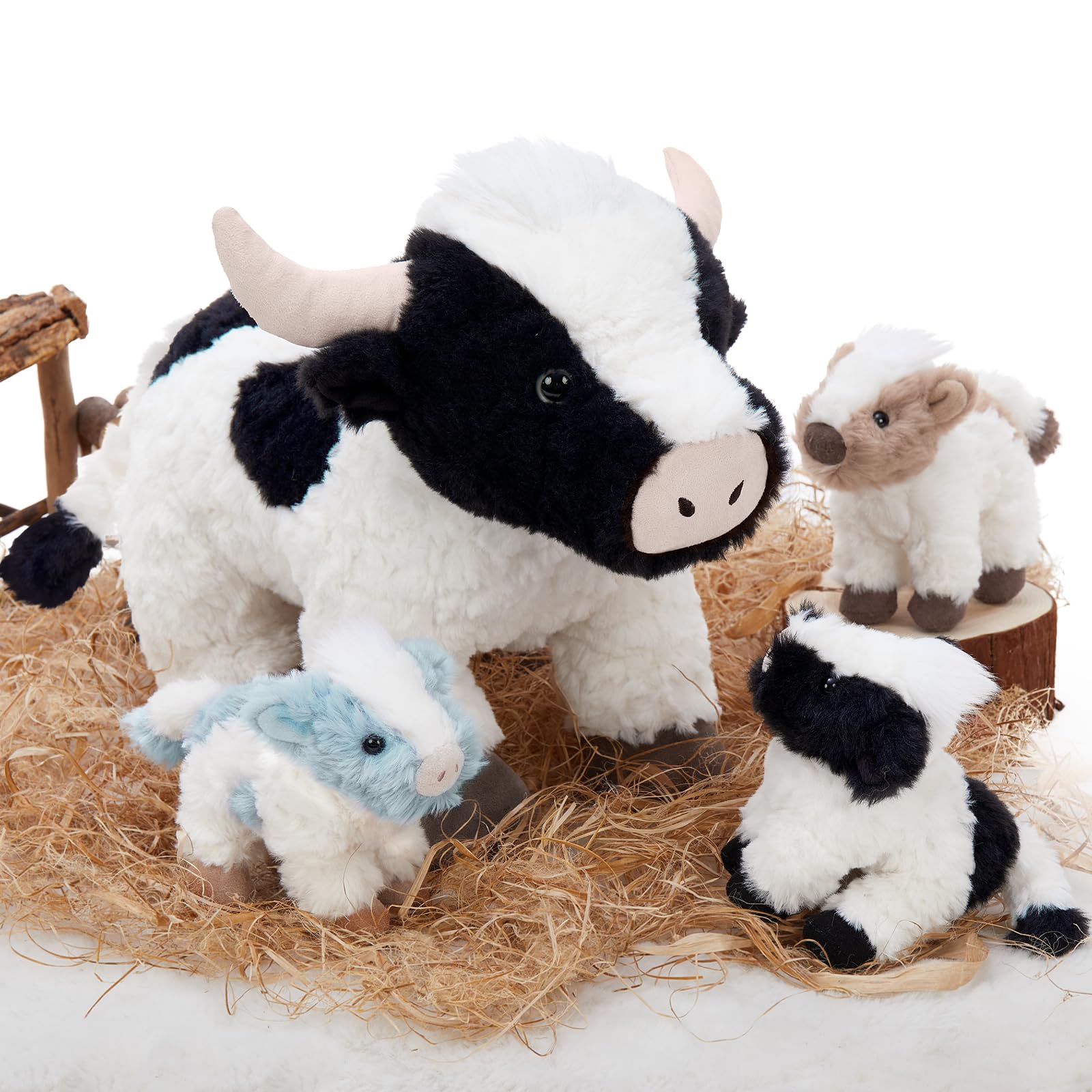BENINY 4Pcs Cow Plush Toy Set, Mommy Cow Stuffed Animal with 3 Adorable Calf Babies in Mom's Belly, 20" Soft Farm Aniaml for Girls Boys Kids, Christmas Birthday Gift Image BENINY 4Pcs Cow Plush Toy Set, Mommy Cow Stuffed Animal with 3 Adorable Calf Babies in Mom's Belly, 20" Soft Farm Aniaml for Girls Boys Kids, Christmas Birthday Gift Image