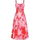 ZAFUL Women Floral Corset Dress Summer Wedding Guest Dresses Flowy A Line Midi Sundress with Pockets