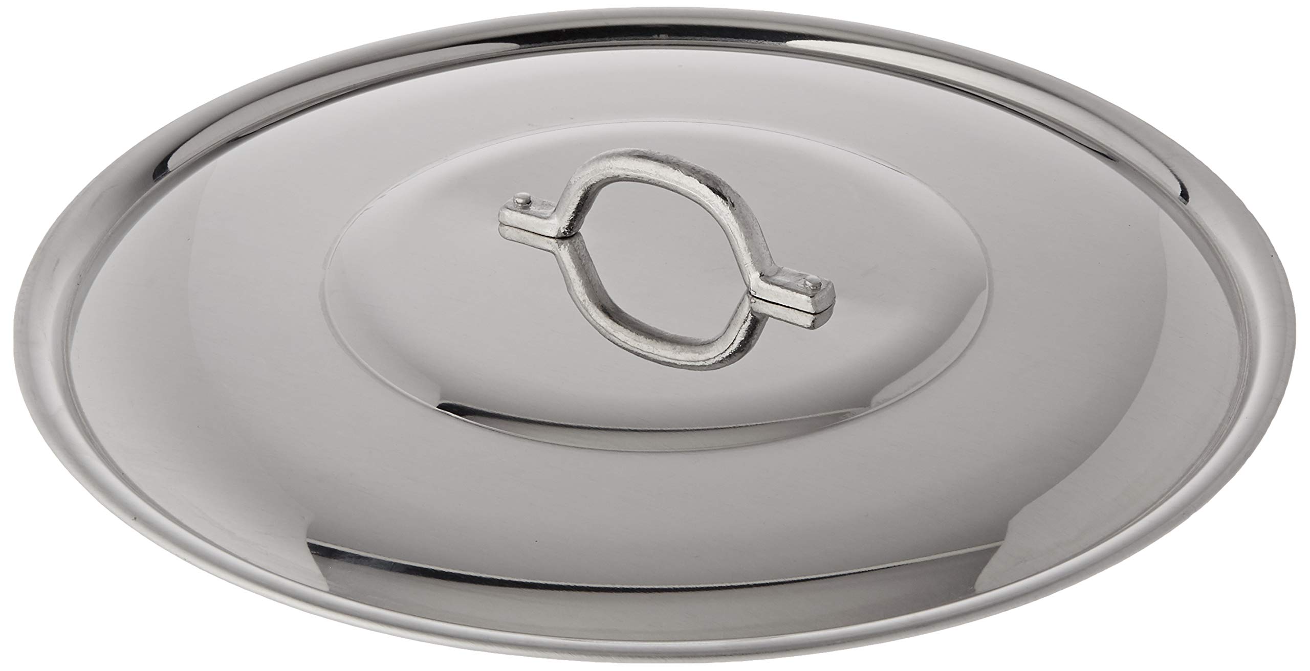 Pentole Agnelli FAMA2936 Flat Lid with Handle, Rim and Bridge, Heavy Type in BLTF Aluminum, Polished Silver , 36 cm