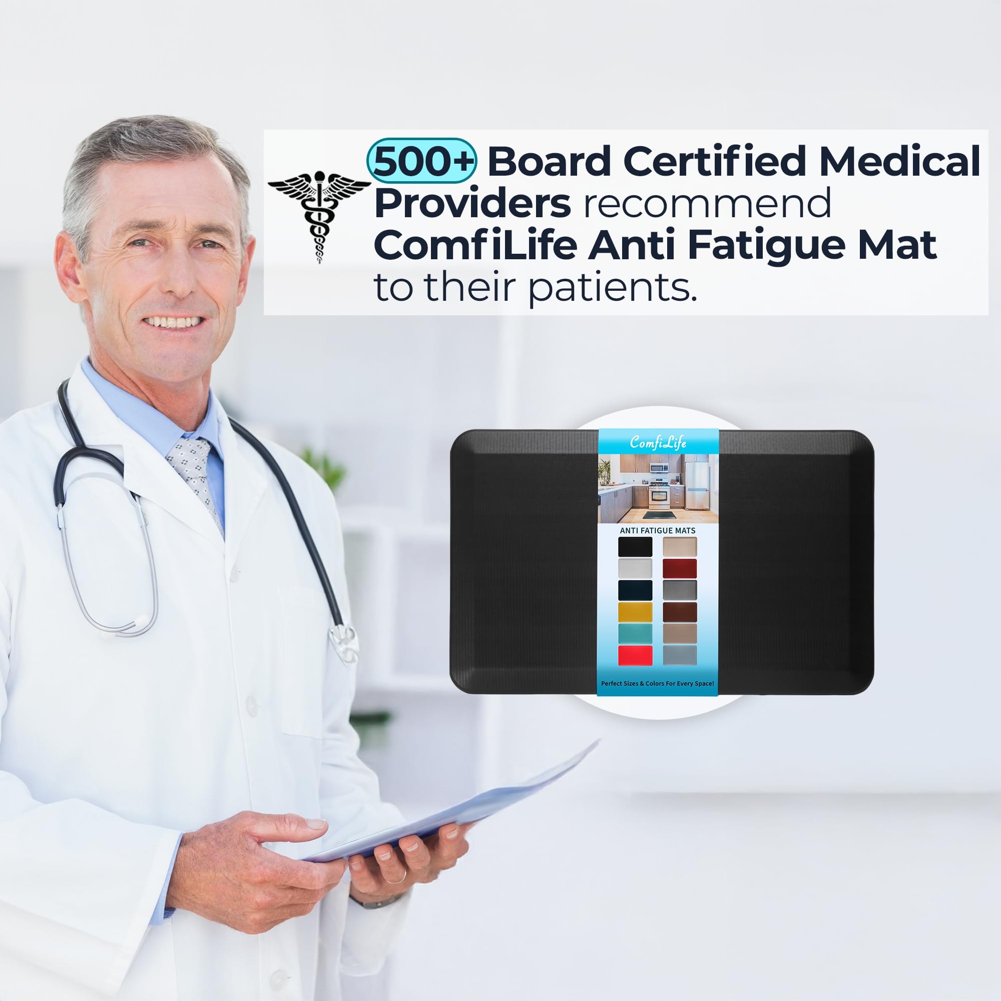 ComfiLife Anti Fatigue Floor Mat – 3/4 Inch Thick Kitchen Mats for Floor, Standing Desk Mat, Kitchen Rug – Comfort at Home, Office – Durable – Stain Resistant – Non-Slip Bottom (20