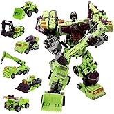 NBK Deformation Oversize Toys Robot Devastator Engineering Combiner 6 in 1 Action Figure Car Truck Model Gift for Kids Boys (Green)