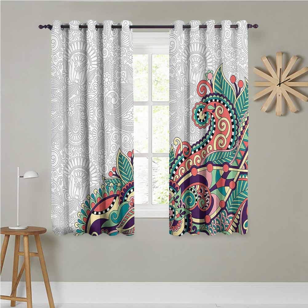 Flowers Sliding Door Curtains 55x72 INCH Decorative Floral