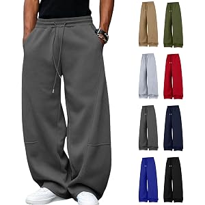 OTSANT Mens Baggy Sweatpants Drawstring Elastic Waist Streetwear Joggers | Mens Wide Leg Lounge Sweatpants Athletic Gym Casua