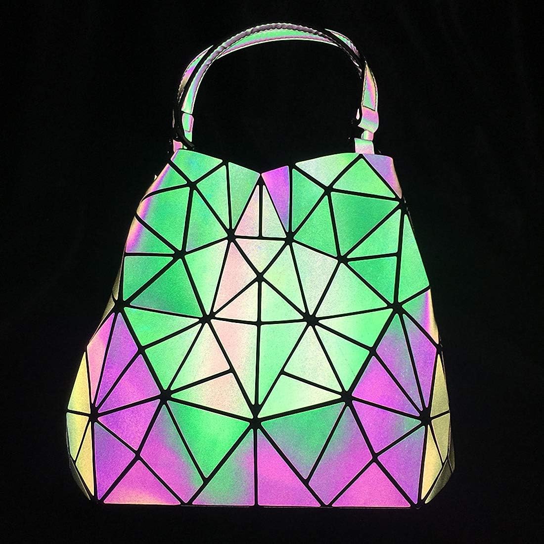 Ulalaza Geometric Luminous Tote Bag Holographich Purses and Handbags Flash Reflactive Crossbody Bag for Women - Image 4