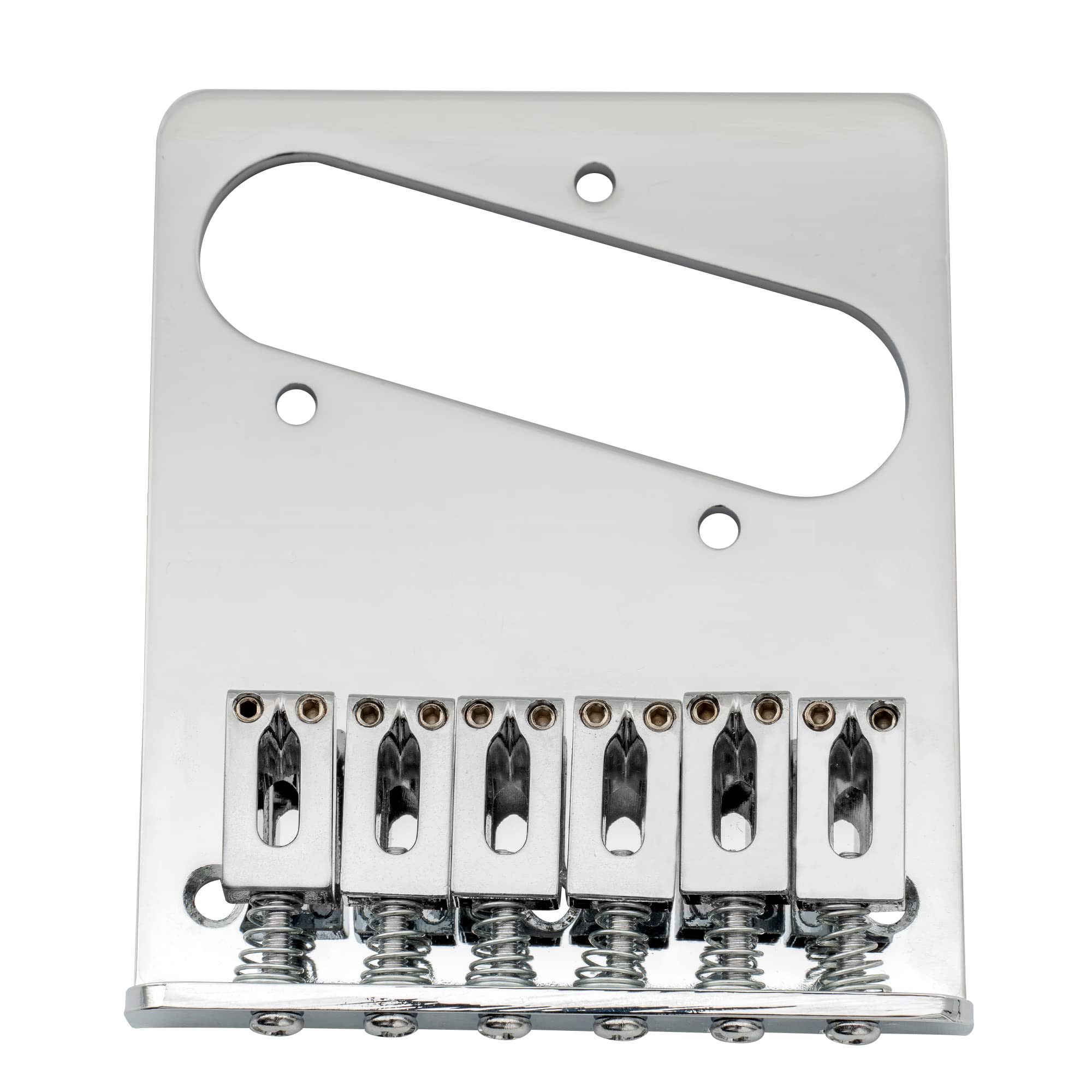 Musiclily 54mm Tele Bridge with 6 Modern Saddles for Squier Telecaster Electric Guitar,Chrome