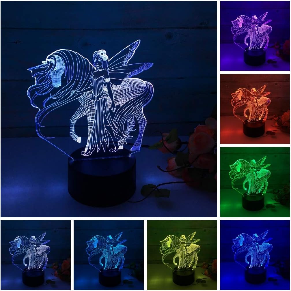 Kids Night Light Colors Changing Optical-3D Night Light Unicorn Desk Lamp Bedside Table Lamp Locker Accessories Cool Birthday Gift Unicorn Decor
