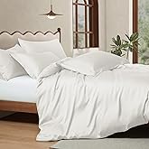Manyshofu 5Pcs Cotton Tencel King Duvet Cover Eucalyptus Lyocell White Duvet Cover, Cooling Comforter Covers Luxury & Silky Bedding Set - 2 Tencel Pillow Shams(20"x36"), 2 Pillow Cases(20"x40")