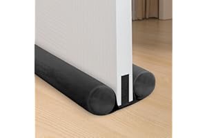 Huli Door Draft Stopper Adjustable Door Stoppers for Bottom of Door Under Door Draft Stopper Thick Foam Under Door Weather Stripping Door Gap Filler-Blocks Cold Air & Noise (Black, 36 inches)