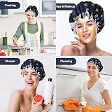 SARG Premium Double Layer Shower Cap with Flower Design - Reusable Waterproof view 7
