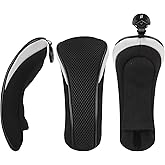 New 3 Pack Golf Hybrid Club Head Covers Headcovers with Interchangeable No. Tag Black & Gray