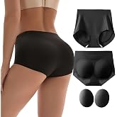 ETSMONPRO Seamless Padded Panties for Women, Removable Pads, No-Show Under Dresses, Breathable Stretch Underwear
