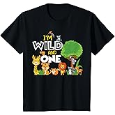Kids 1 Year Old Boy Wild Animals Zoo Theme 1st Birthday Kids T-Shirt