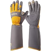 COOLJOB Thorn Proof Rose Pruning Garden Gloves for Women, Long Sleeve Padded Yard Work for Bush, Blackberry, Cactus, Heavy Duty/Puncture Resistant/Machine Washable, Medium, Yellow