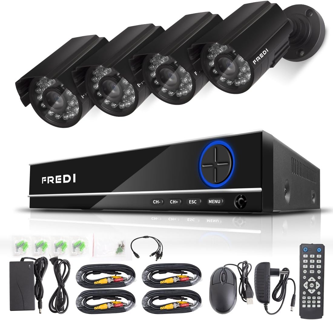 FREDI 8CH Security Camera System Full 960H DVR with 4X 800TVL Superior Night Vision IR Cut LEDs Indoor/Outdoor CCTV Camera(Without Hard Drive)