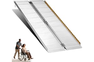 MOTORHOT 6FT Wheelchair Ramp, Non-Skid Aluminum Folding Portable Wheel Chair Ramp Home Steps Scooter Car, Doorways Curbs Stairs Ramp 600LBS Capacity, 72" L x 29" W