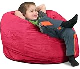 ULTIMATE SACKKids Sack Bean Bag Chair: Giant Foam-Filled Furniture - Machine Washable Covers, Double Stitched Seams, Durable Inner Liner, and 100% Virgin Foam. Kids Bean Bag. (Pink, Fur)
