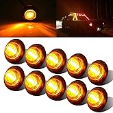 10pcs 3/4'' Round LED Marker Clearance Lights, 12V Waterproof Trailer Side Marker Front Rear Indicator Bullet Tail Light for 
