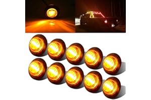 10pcs 3/4'' Round LED Marker Clearance Lights, 12V Waterproof Trailer Side Marker Front Rear Indicator Bullet Tail Light for 