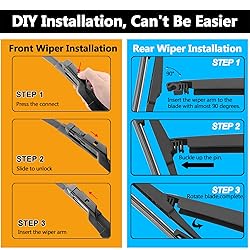 AUTOBOO 26"+16" Windshield Wipers with 12" Rear