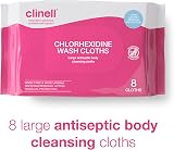 Clinell Chlorhexidine Wash Cloths Pack of 8 - Rinse Free Body Wipes view 2