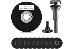 SI FANG 2 Inch Die Grinder Cut-Off Wheel and 3/8in Arbor Hole 1/4in Stem Mounting Mandrel Holder Accessories, for Air Grinders Drill Rotary Tool, Mini Metal Cutting Wheels Cutter Discs 11 Pack Set