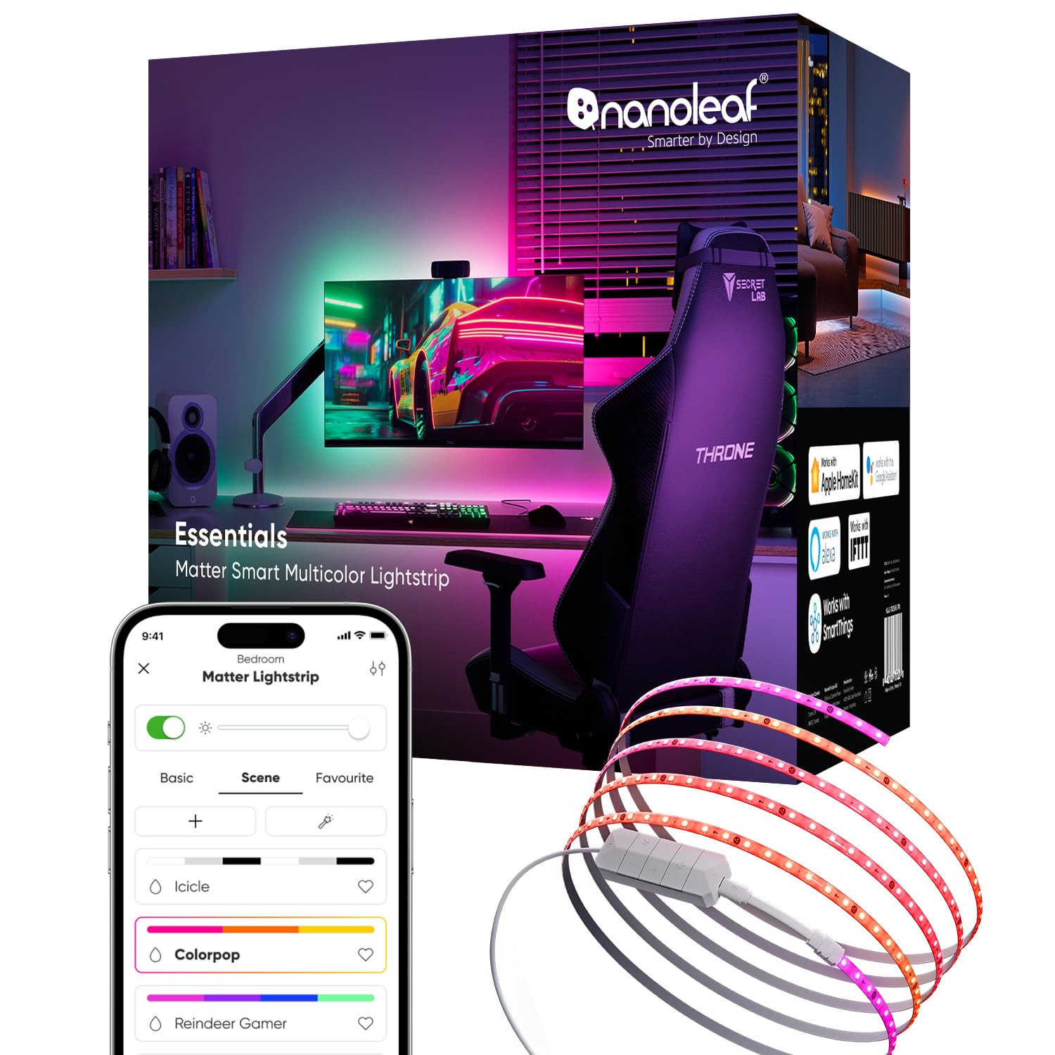 Nanoleaf Matter Wi-Fi 5M Gradient LED Light Strip - 300 RGB IC Addressable LEDs, Music & Screen Sync, Trimmable Strips, Smart App & Voice Control (Works with Alexa Apple Google), Bedroom Gaming Decor — image 1