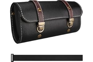 Neween Motorcycle Tool Bag, Motorcycle Fork Bag PU Leather Universal Saddlebag Front Fork Handlebar Sissybar Storage Roll Pouch for Sportster, Scooter (Medium, Black-Purple)