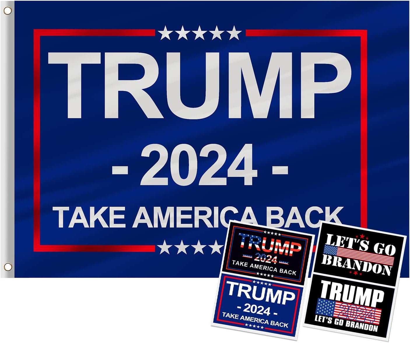 Flags - Oligei Trump 2024 Flag, 3 x 5 Feet Trump Flag Take American Back with 4 Pcs Trump 2024 Sticker, Polyester Fiber Trump Desantis 2024 Flag, American Flag Bright Anti-Ultraviolet Fading