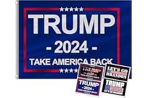 Oligei Trump 2024 Flag, 3 x 5 Feet Trump Flag Take American Back with 4 Pcs Trump 2024 Sticker, Polyester Fiber Trump Desantis 2024 Flag, American Flag Bright Anti-Ultraviolet Fading