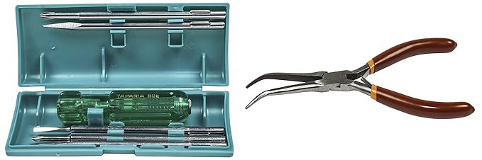 Taparia 802 Screw Driver Set with Neon Bulb & 1404 Bent Nose Mini Plier Combo